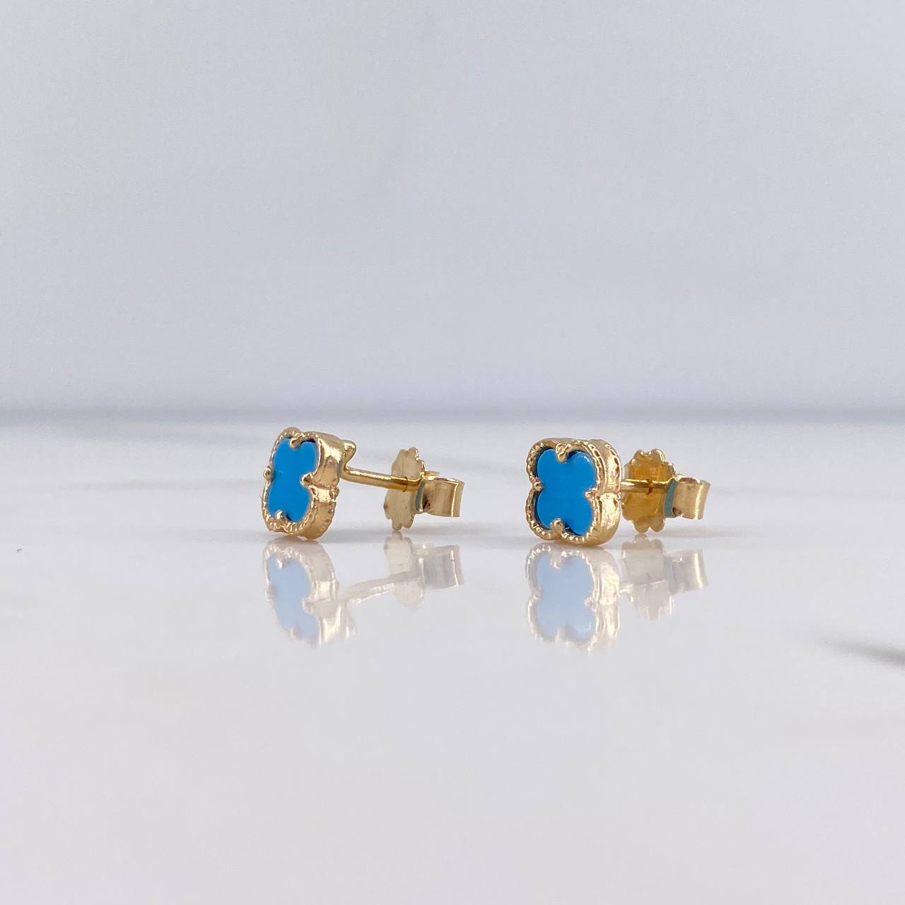 Topos Trebol 1.4gr / Turqueza Oro Amarillo 18K &