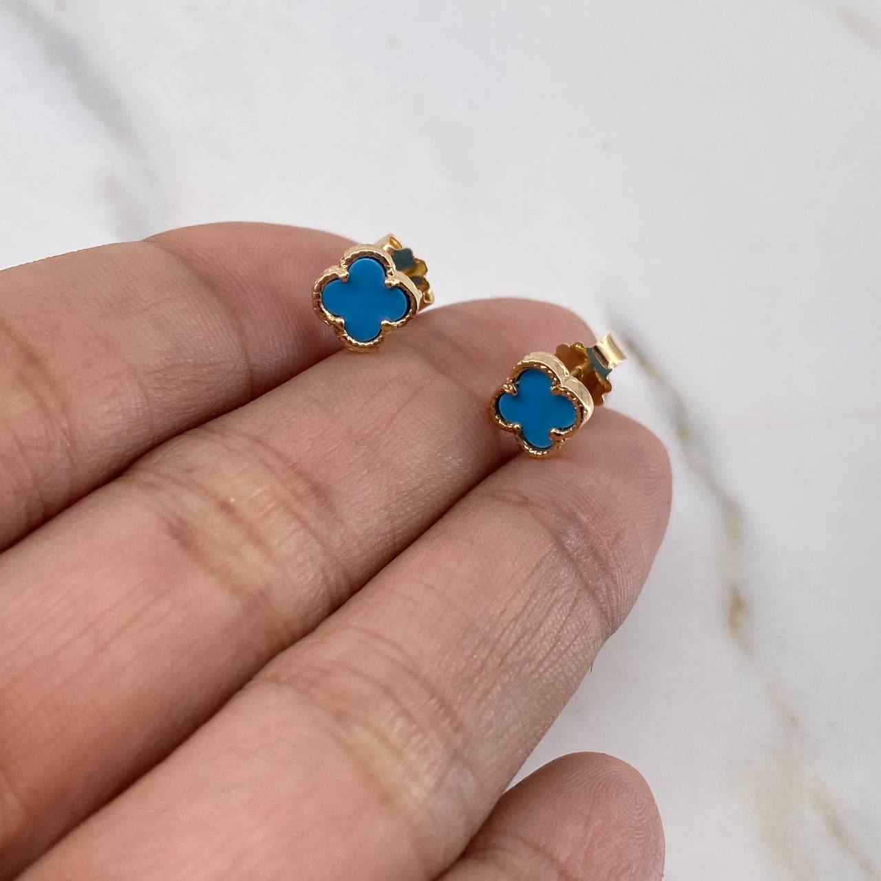 Topos Trebol 1.45gr / Turqueza Oro Amarillo 18K &