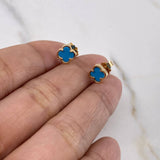 Topos Trebol 1.4gr / Turqueza Oro Amarillo 18K &