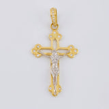 Dije Cruz silueta cristo 3.85g / 4.5cm Dos Oros Amarillo Blanco 18K