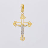 Dije Cruz silueta cristo 3.85g / 4.5cm Dos Oros Amarillo Blanco 18K