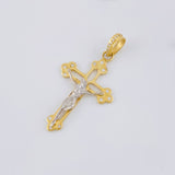 Dije Cruz silueta cristo 3.85g / 4.5cm Dos Oros Amarillo Blanco 18K