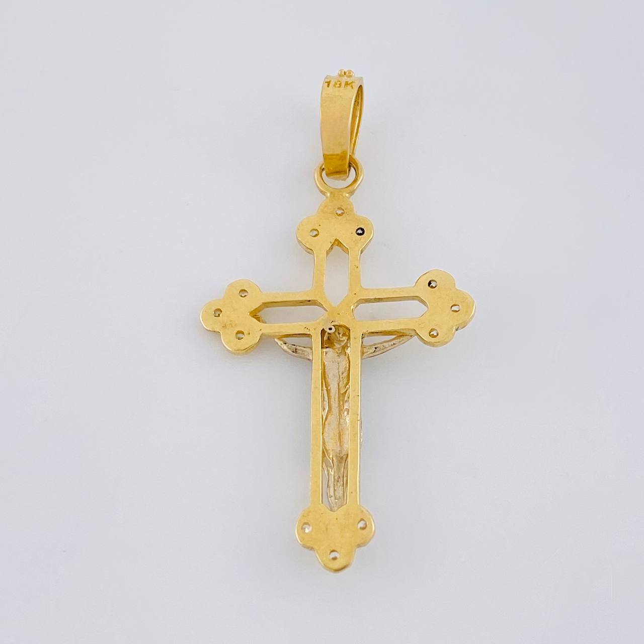 Dije Cruz silueta cristo 3.85g / 4.5cm Dos Oros Amarillo Blanco 18K