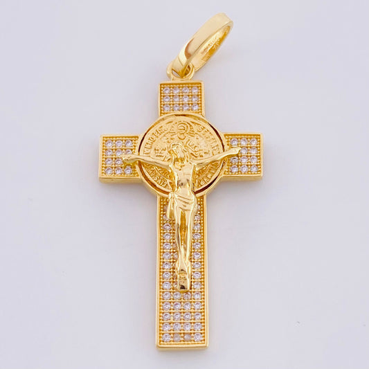 Dije Cruz Cristo San Benito 4.65g / 4.5cm Oro Amarillo 18K