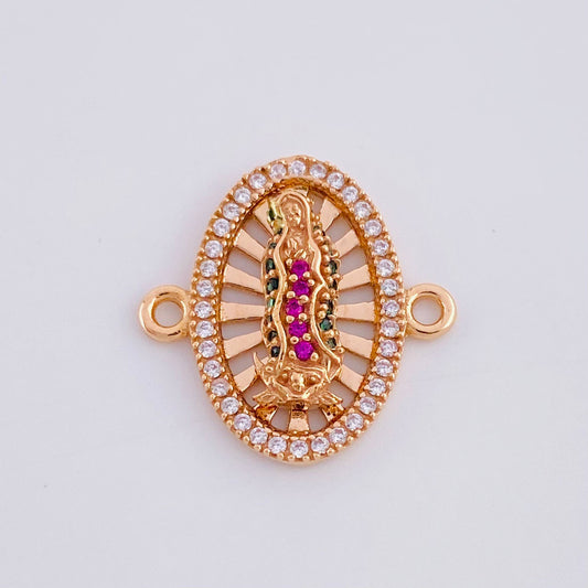 Herraje Virgen de Guadalupe Ovalo Filigrana 2.1g / 1.8cm Oro Rosa 18K