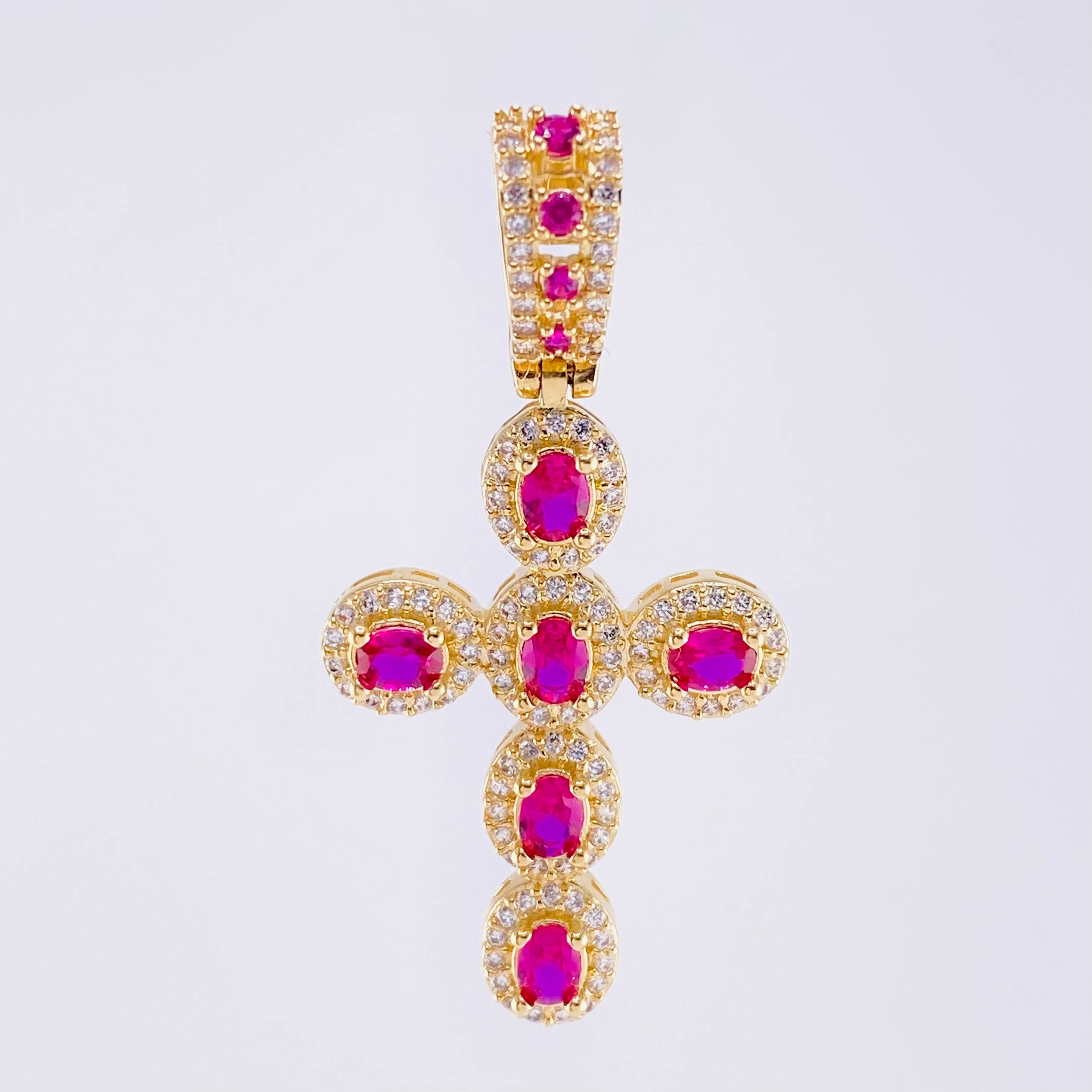 Dije Cruz Ovalos Tupidos 5.35g / 4.3cm Oro Amarillo 18K