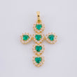 Dije Cruz Corazones Tupidos 2.05g / 3cm Oro Amarillo 18K