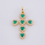 Dije Cruz Corazones Tupidos 2.05g / 3cm Oro Amarillo 18K