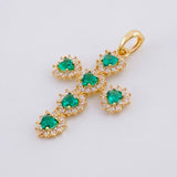 Dije Cruz Corazones Tupidos 2.05g / 3cm Oro Amarillo 18K