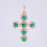 Dije Cruz Corazones Tupidos 2.05g / 3cm Oro Amarillo 18K