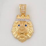 Dije  Rostro Leon Corona 3.15g / 2.6cm Dos Oros Amarillo Blanco 18K