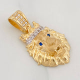Dije  Rostro Leon Corona 3.15g / 2.6cm Dos Oros Amarillo Blanco 18K