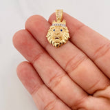 Dije  Rostro Leon Corona 3.15g / 2.6cm Dos Oros Amarillo Blanco 18K