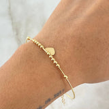 Pulso Aro Colgante Bolas 3.75gr / 17cm-18cm / 3mm Corazon Oro Amarillo +4 18K *