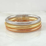 Pulso Trio Aros Reticulados 4.35gr / 14cm-16cm / 4.3mm Tres Oros +4 18K