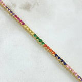 Pulso Tennis Doble Faz 8.35gr / 19cm / 2.2mm Circones Multicolor Oro Amarillo +4 18K ©