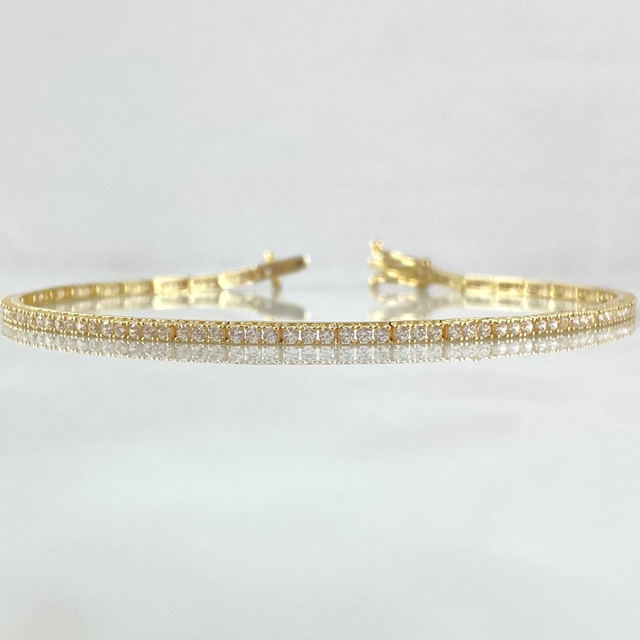 Pulso Tennis 5.4gr / 18cm / 1.9mm Circones Blancos Oro Amarillo +4 18K