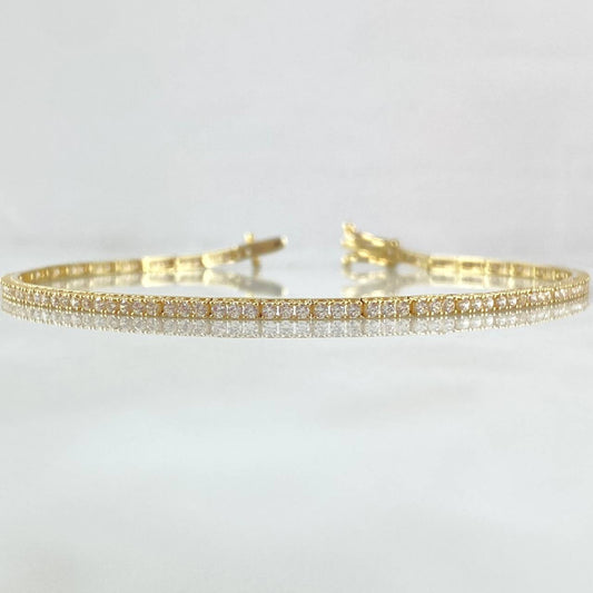 Pulso Tennis 4gr / 18cm / 1.9mm Circones Blancos Oro Amarillo +4 18K ©