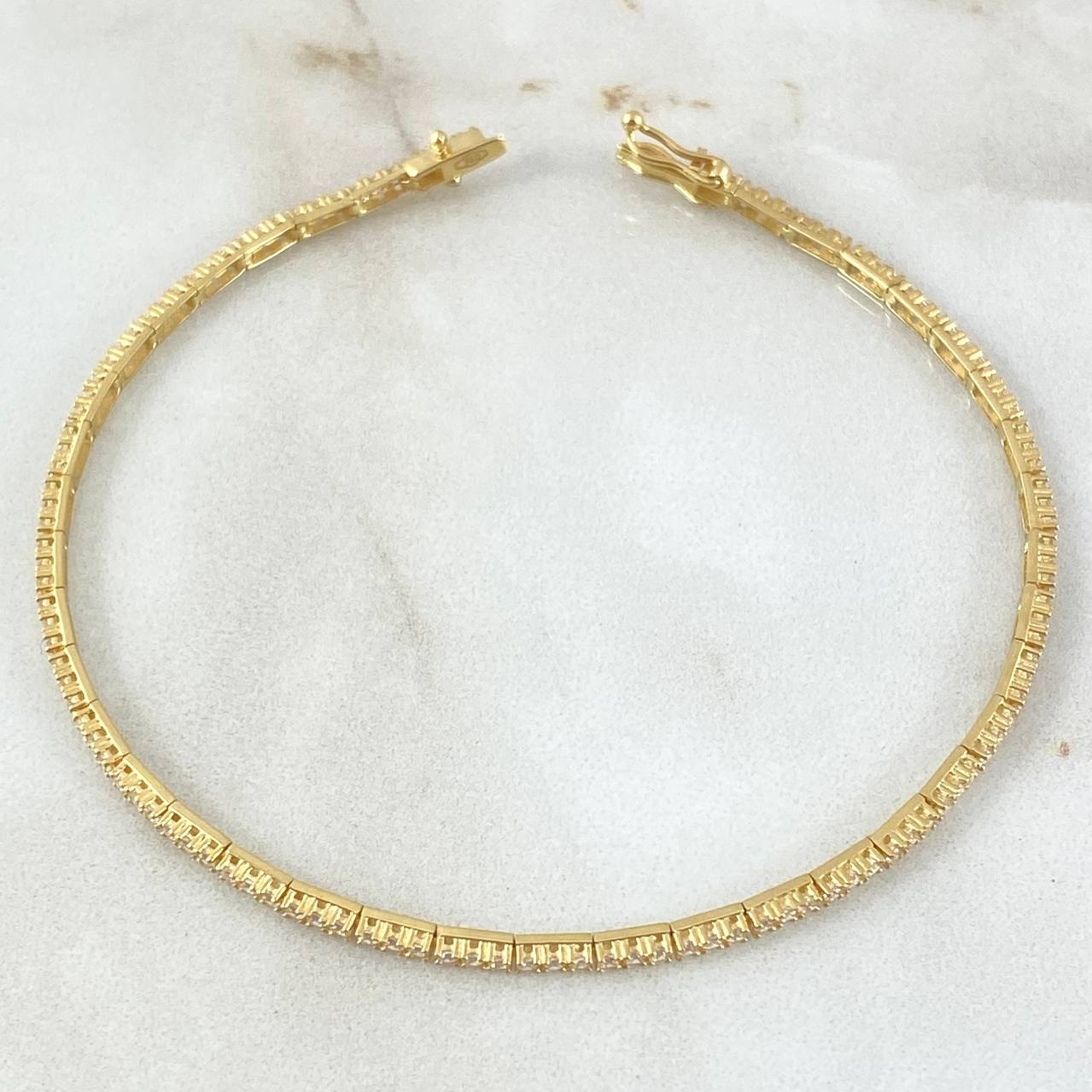 Pulso Tennis 4.1gr / 18cm / 1.8mm Circones Blancos Oro Amarillo +4 18K (Oferta)*