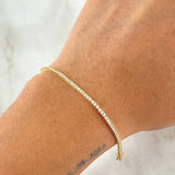 Pulso Tennis 4gr / 18cm / 1.9mm Circones Blancos Oro Amarillo +4 18K ©
