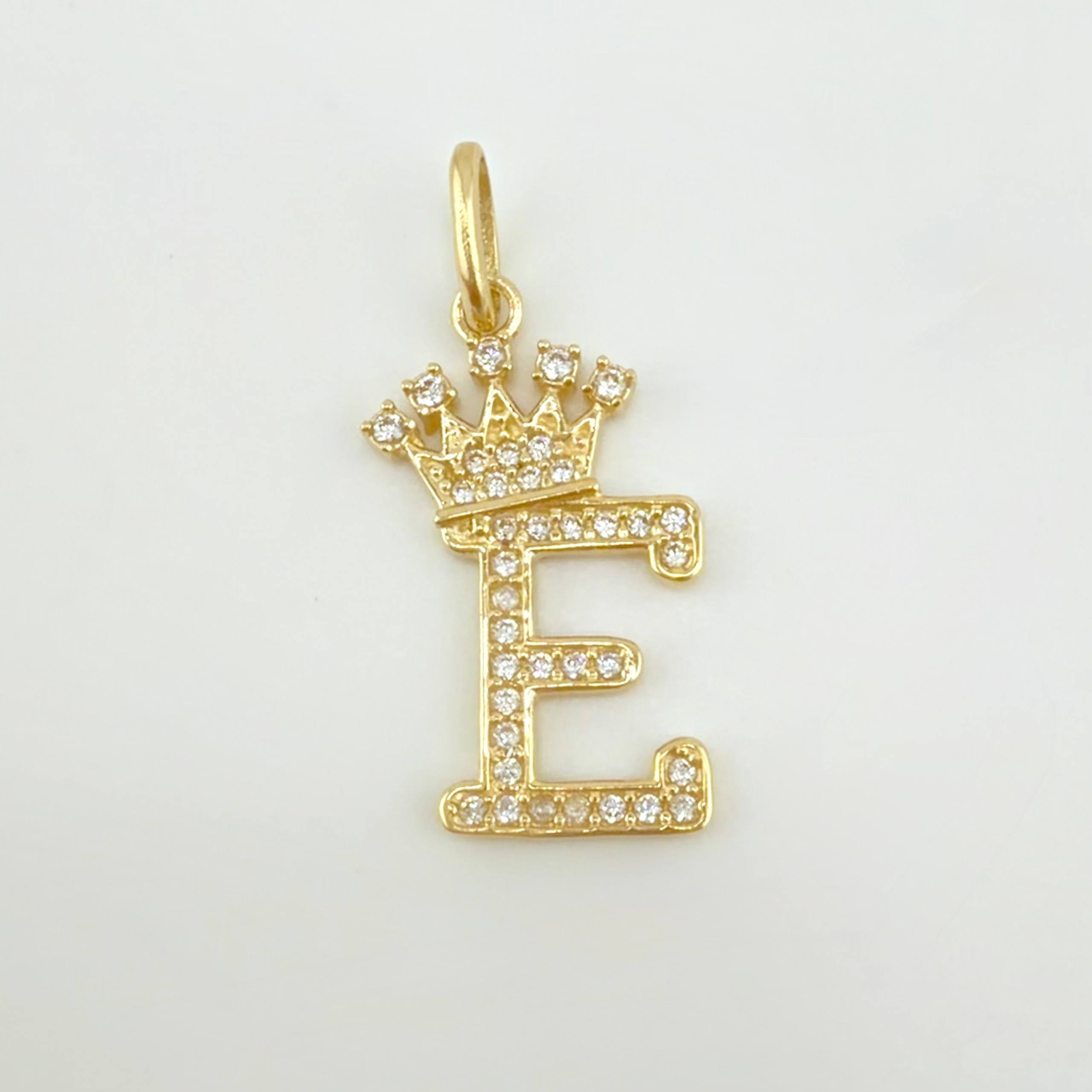 Dije Corona Letra E 1.65gr / 2.7cm / Oro Amarillo 18K