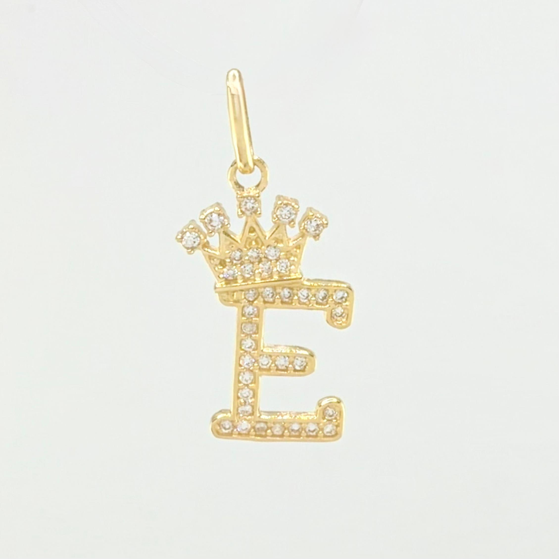 Dije Corona Letra E 1.65gr / 2.7cm / Oro Amarillo 18K