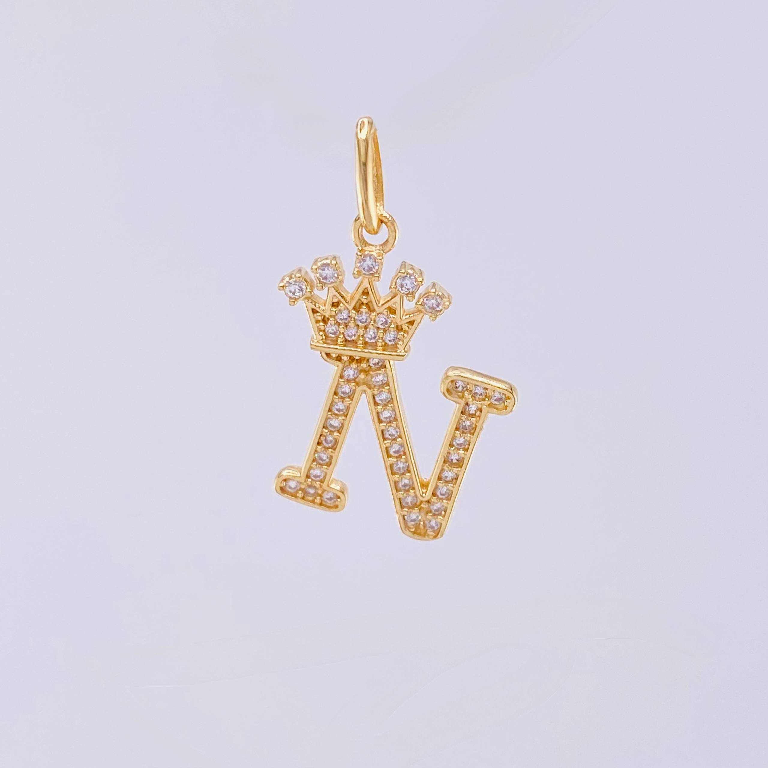 Dije Corona Letra N 2.05gr / 2.5cm / Oro Amarillo 18K