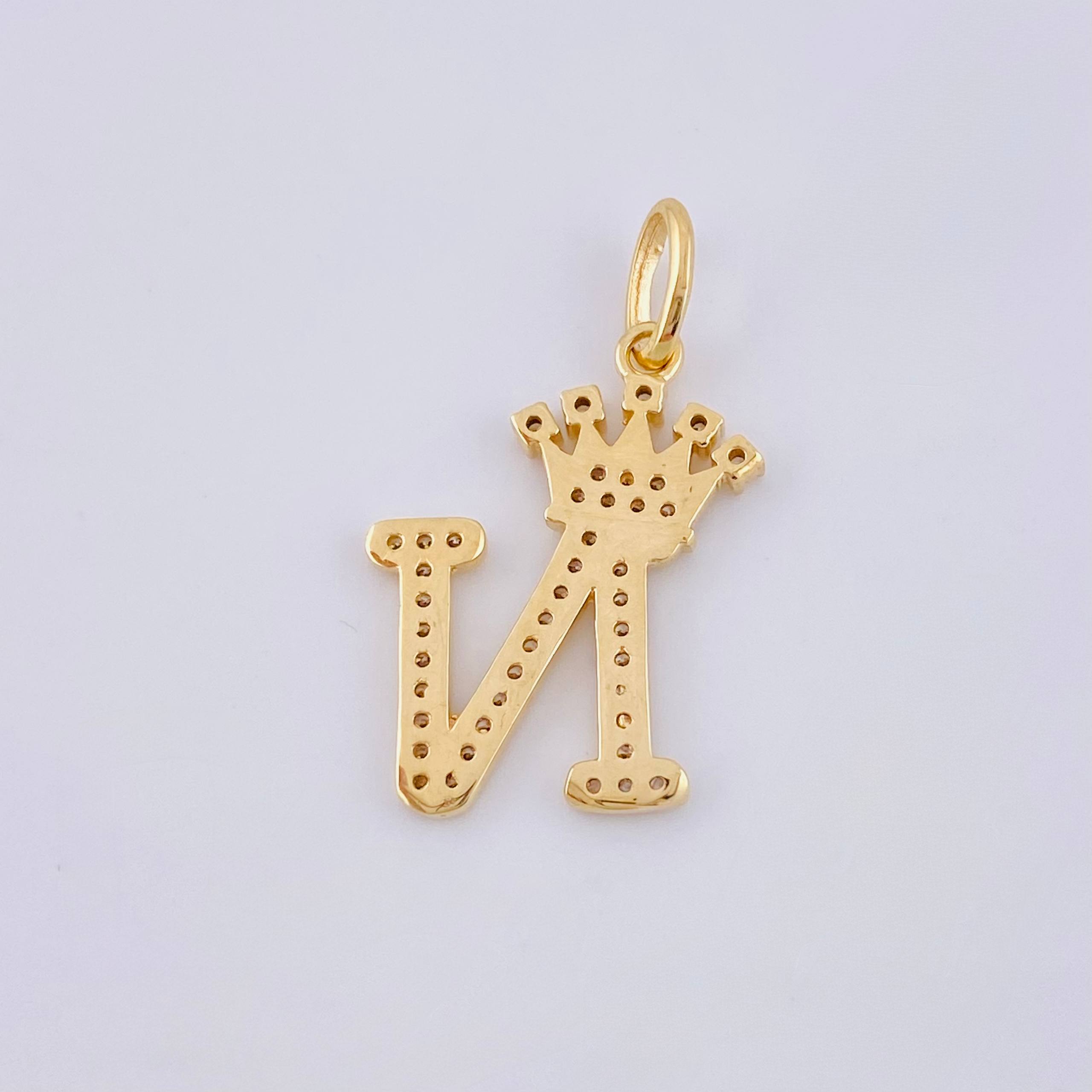 Dije Corona Letra N 2.05gr / 2.5cm / Oro Amarillo 18K