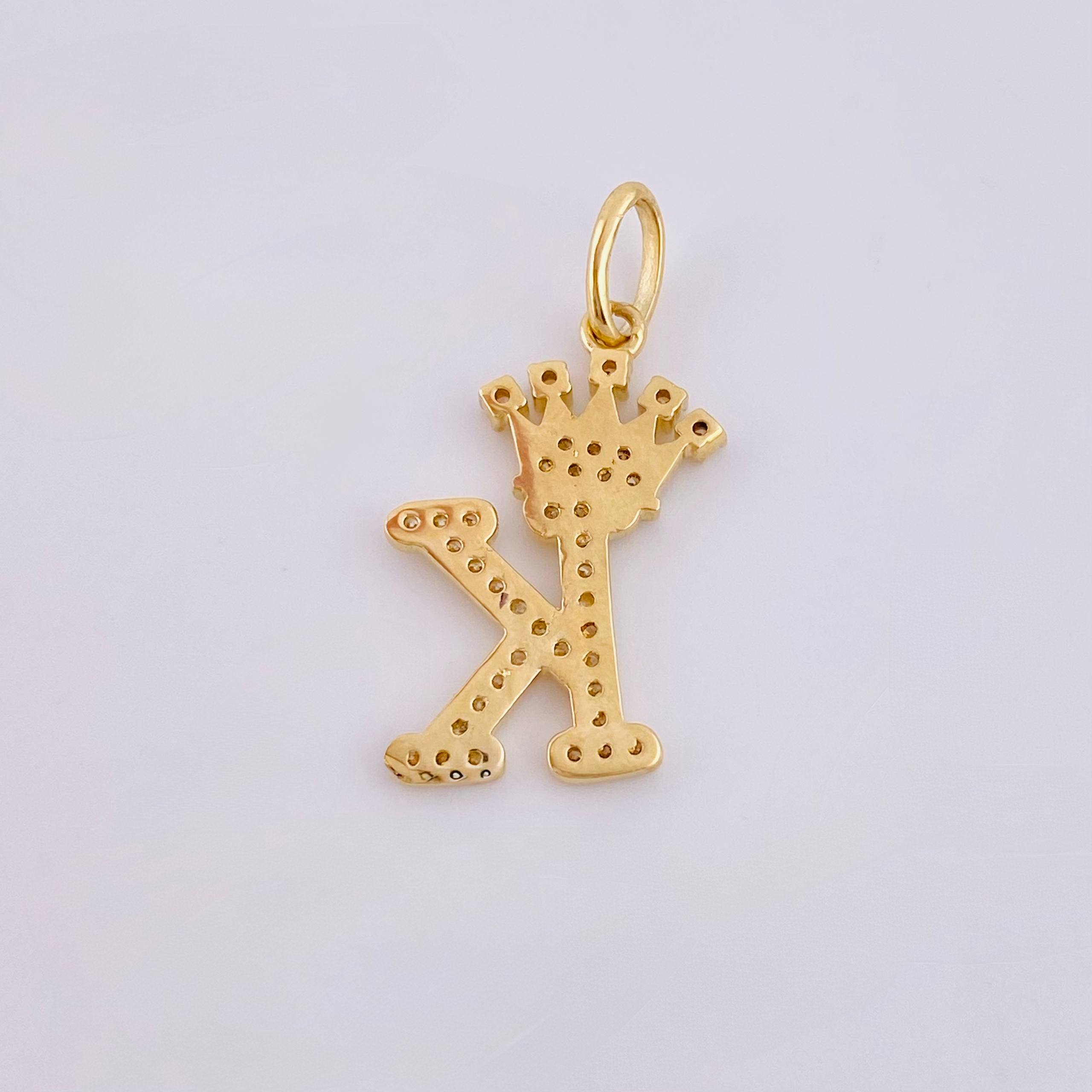 Dije Corona Letra K 1.9gr / 2.6cm / Oro Amarillo 18K