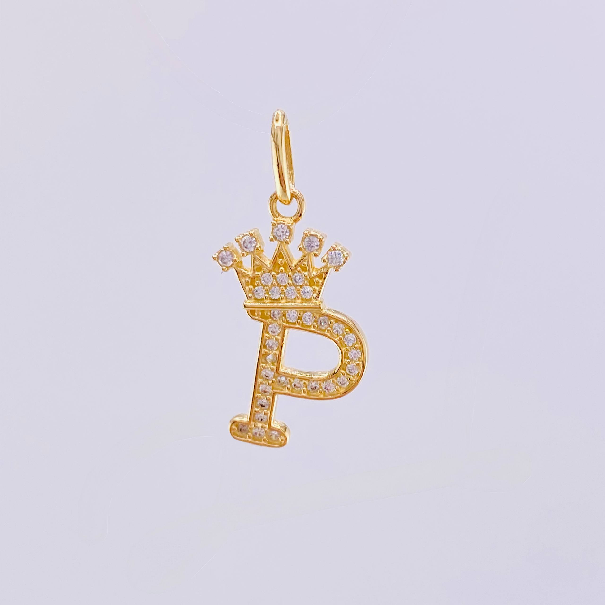 Dije Corona Letra P 1.8gr / 2.5cm / Oro Amarillo 18K *