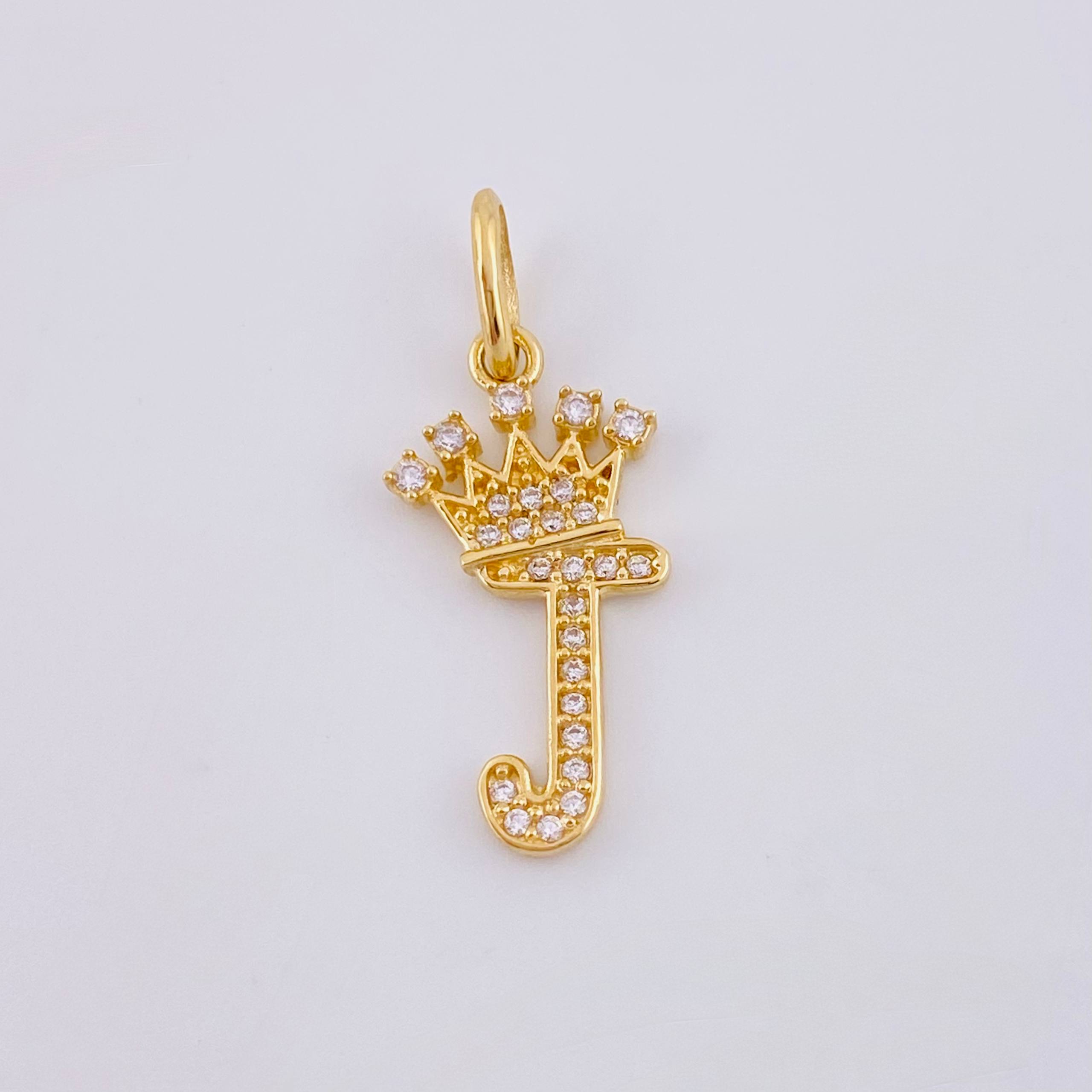 Dije Corona Letra J 1.4gr / 1 in / Oro Amarillo 18K *