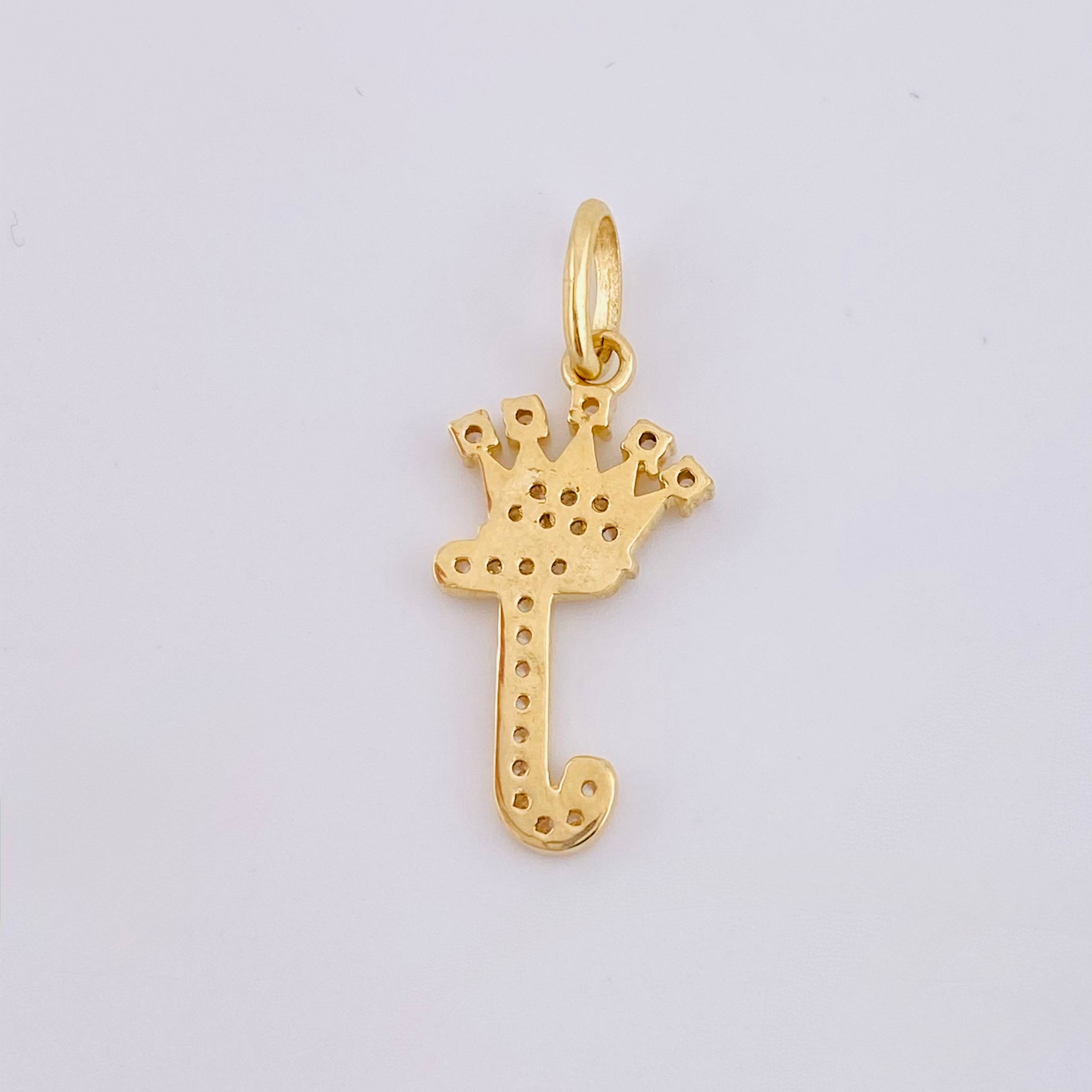 Dije Corona Letra J 1.4gr / 1 in / Oro Amarillo 18K *