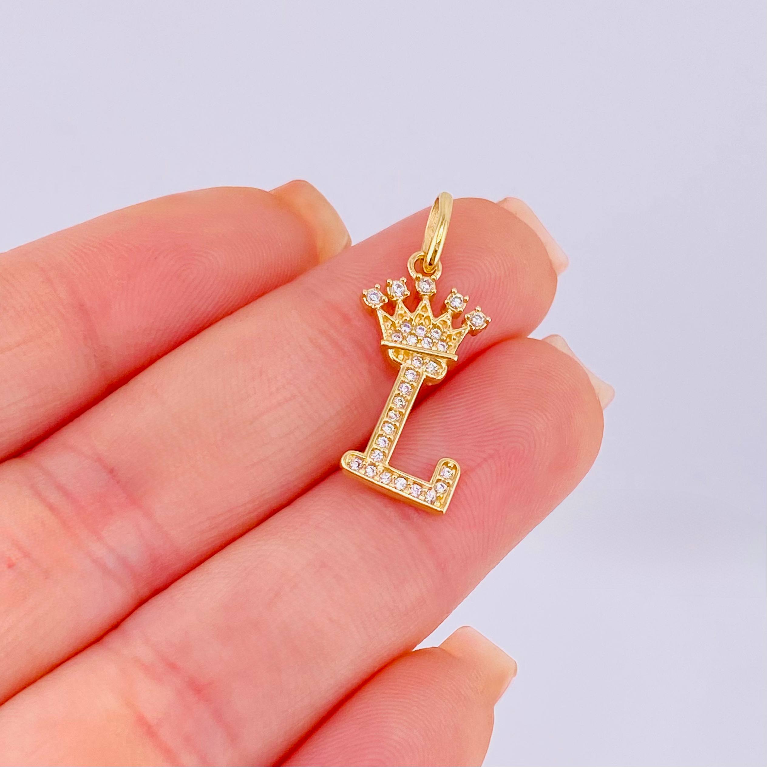 Dije Corona Letra L 1.5gr / 1 in / Oro Amarillo 18K *