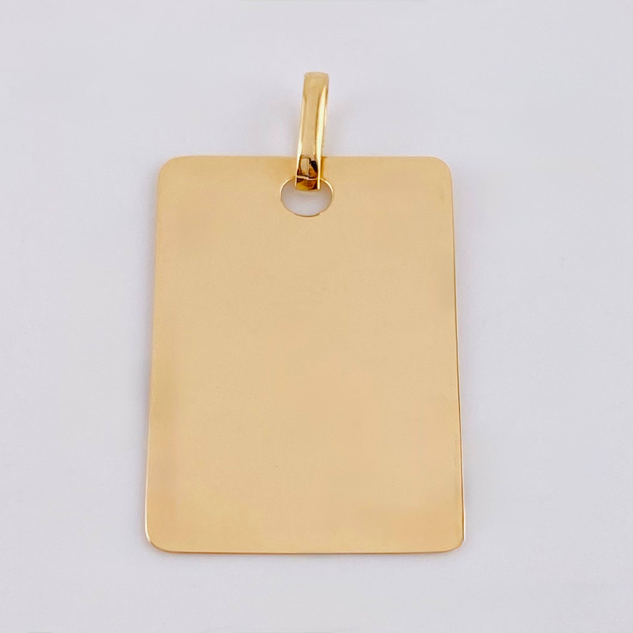 Dije Placa Rectangular 1.6gr / 3cm / 27*21mm Oro Amarillo 18K