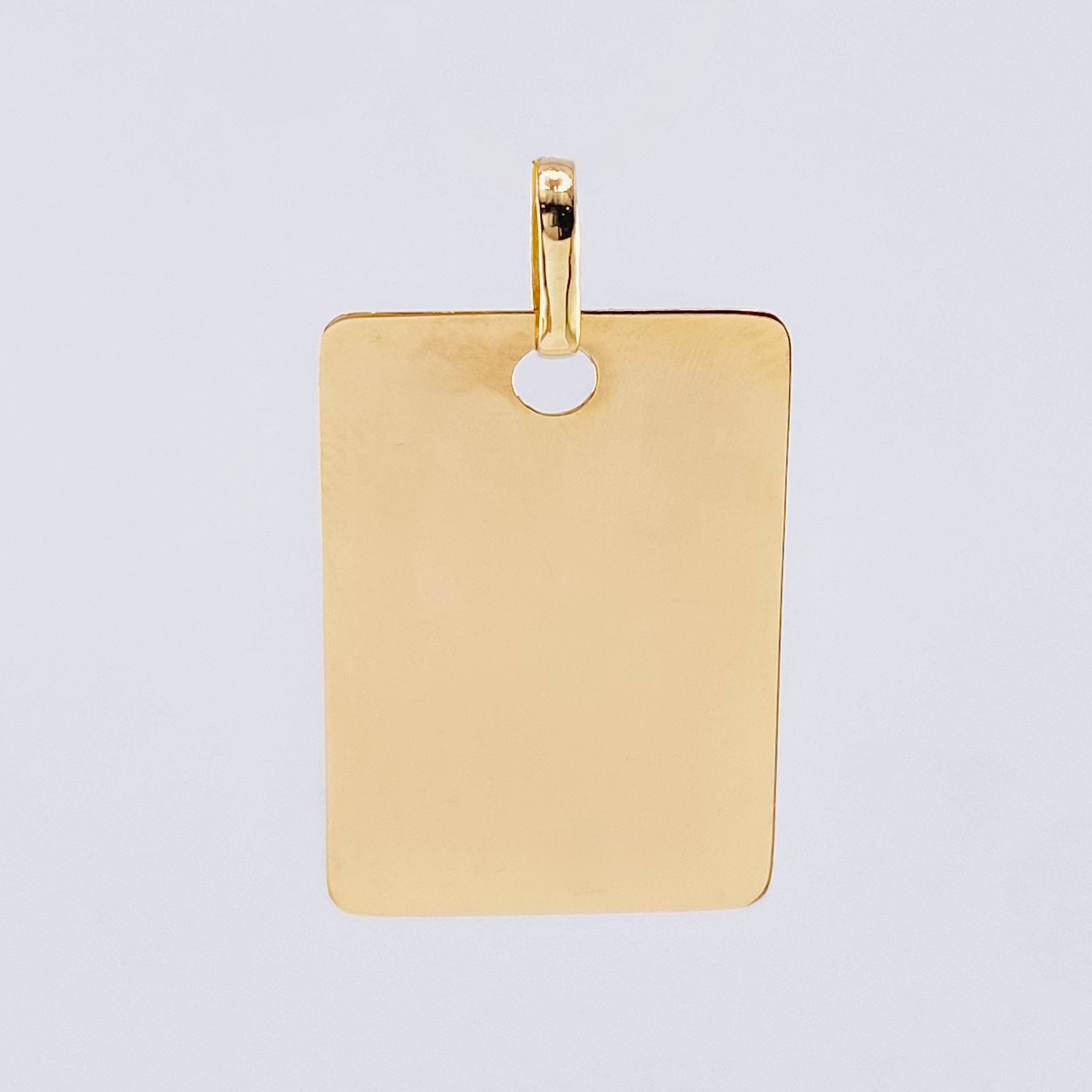 Dije Placa Rectangular 1.6gr / 3cm / 27*20mm Oro Amarillo 18K *