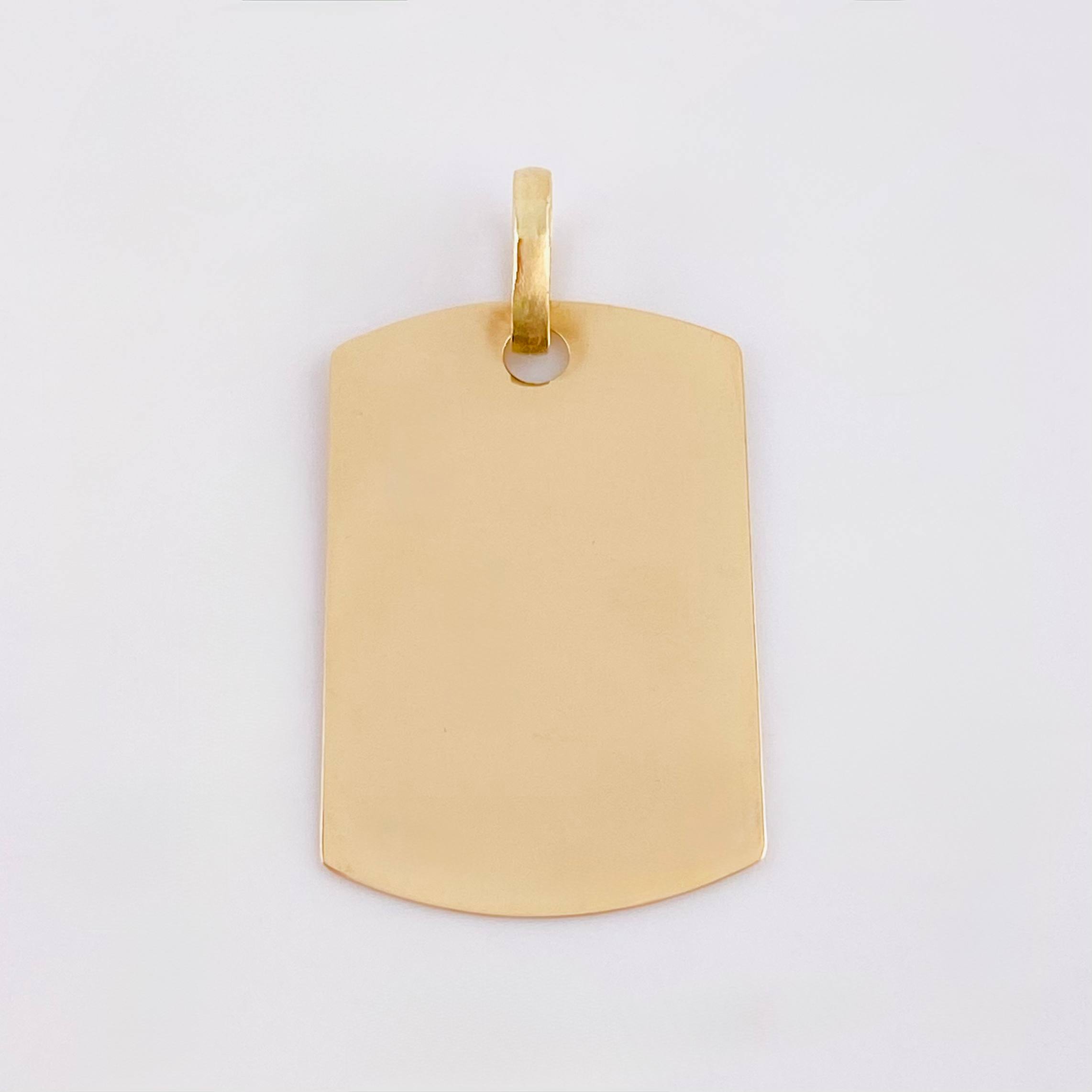 Dije Placa Rectangular Ovalada 1.5gr / 3cm / 26*18mm Oro Amarillo 18K