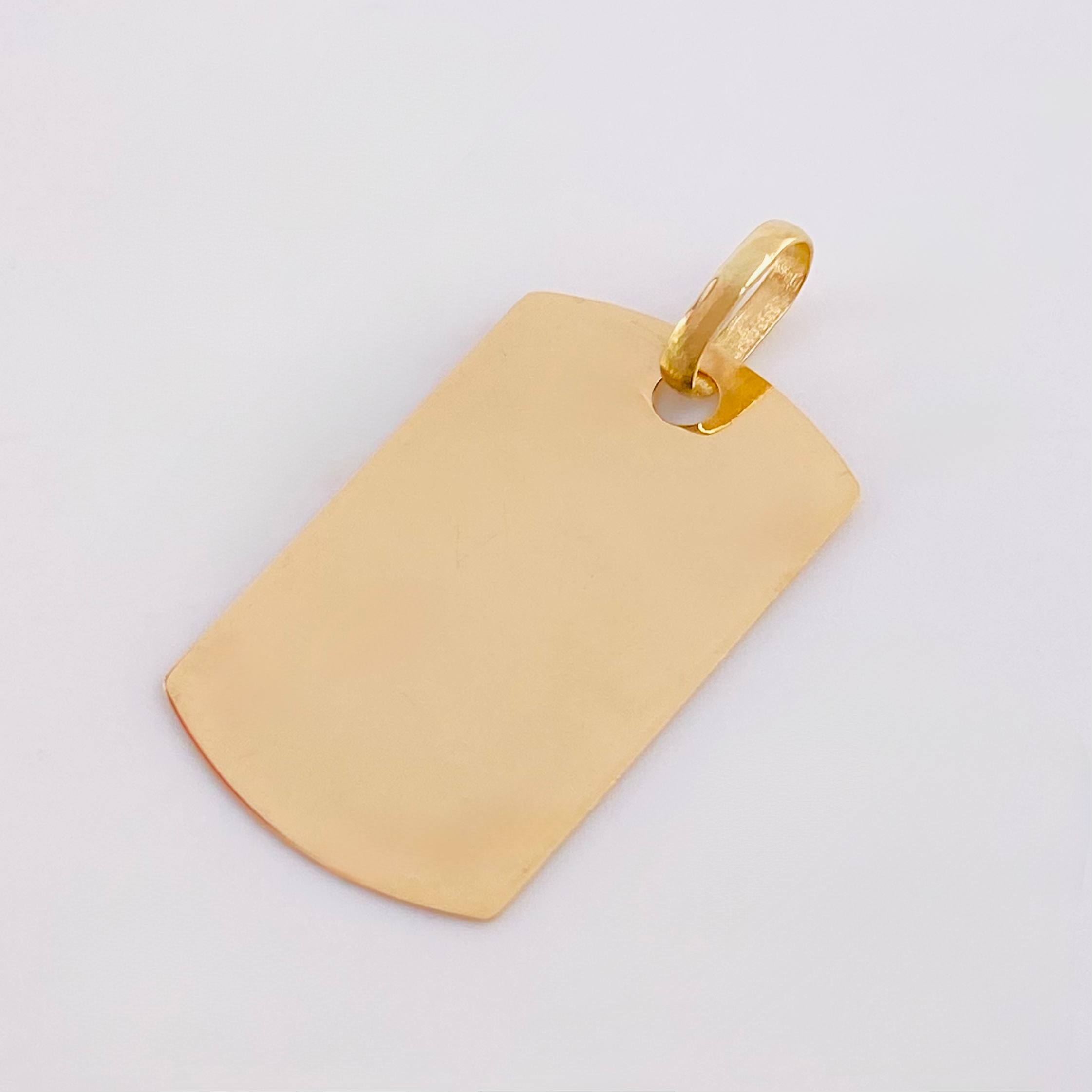 Dije Placa Rectangular Ovalada 1.5gr / 3cm / 26*18mm Oro Amarillo 18K *