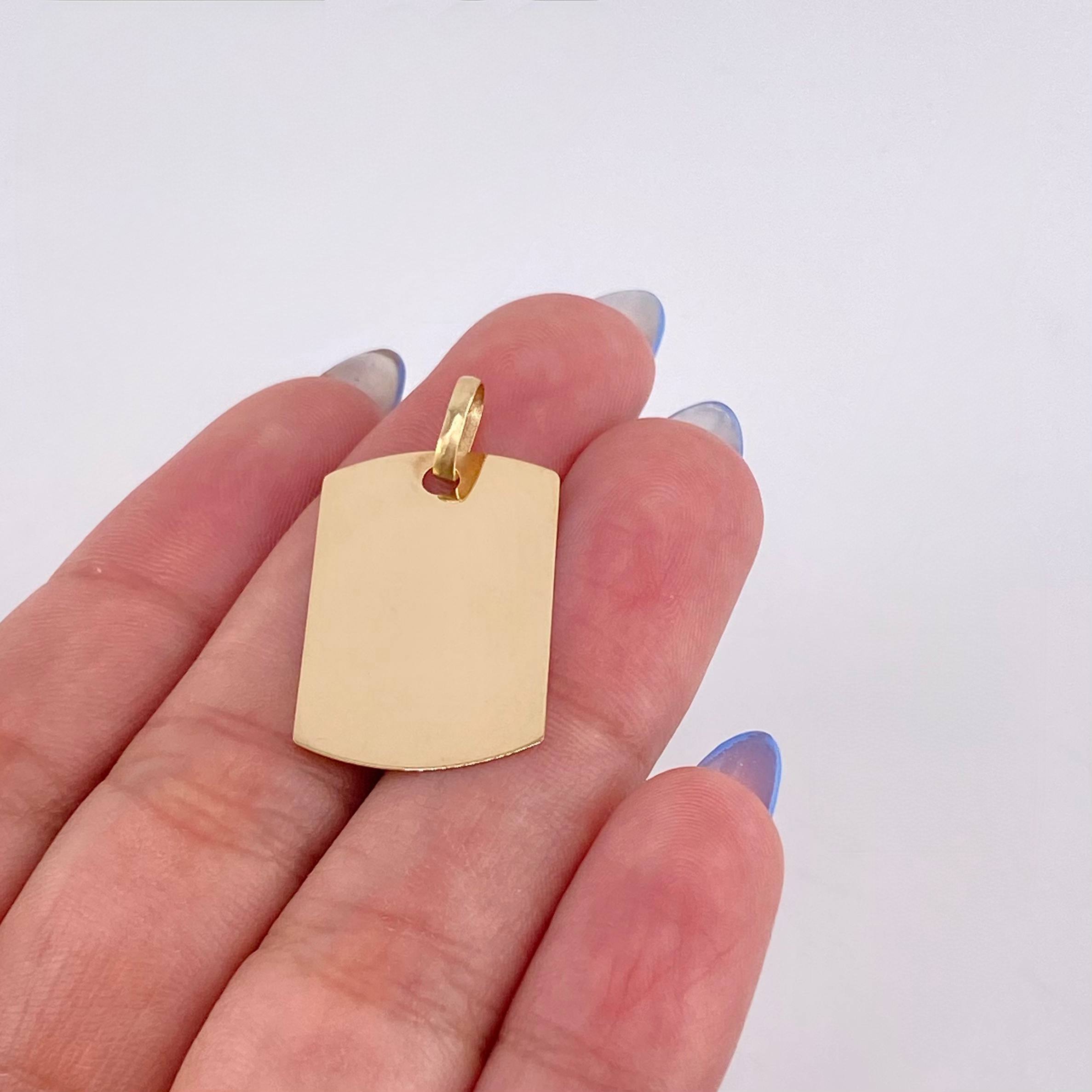 Dije Placa Rectangular Ovalada 1.5gr / 3cm / 26*18mm Oro Amarillo 18K *