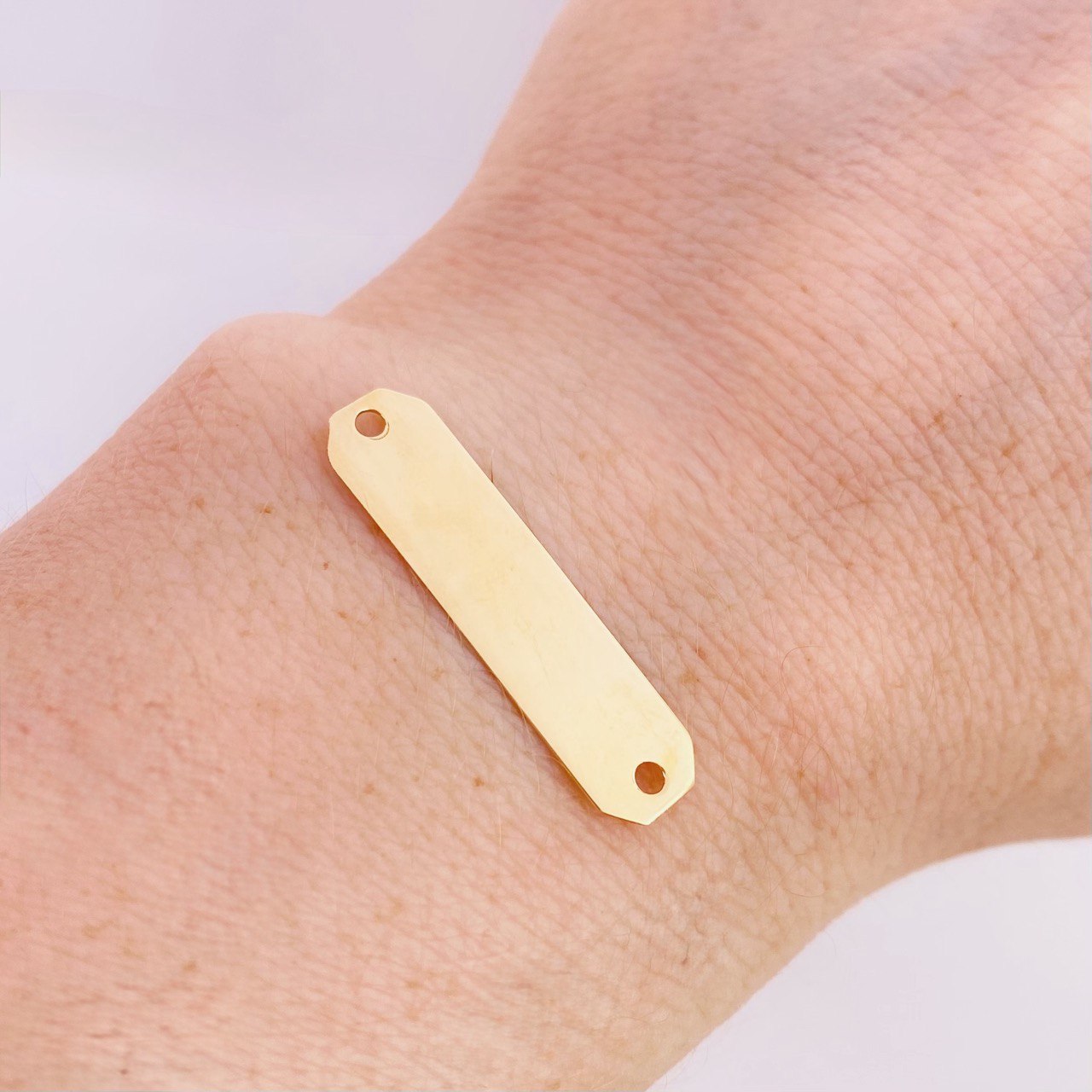 Herraje Placa Rectangular Octagonal 0.8gr / 3cm / Oro Amarillo 18K