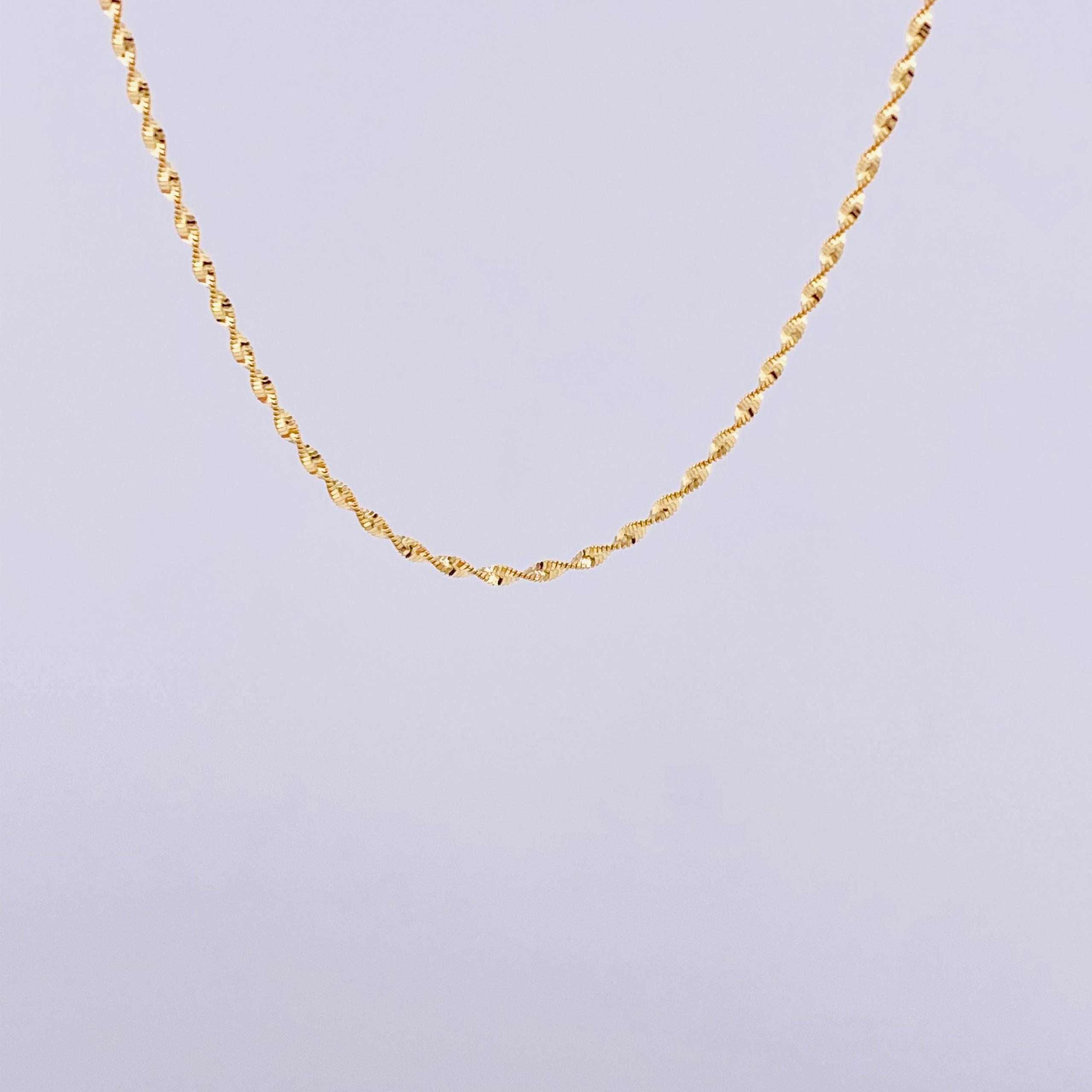 Cadena Espirar Bordeada 2.9gr / 50cm / 1.5mm Oro Amarillo 18K