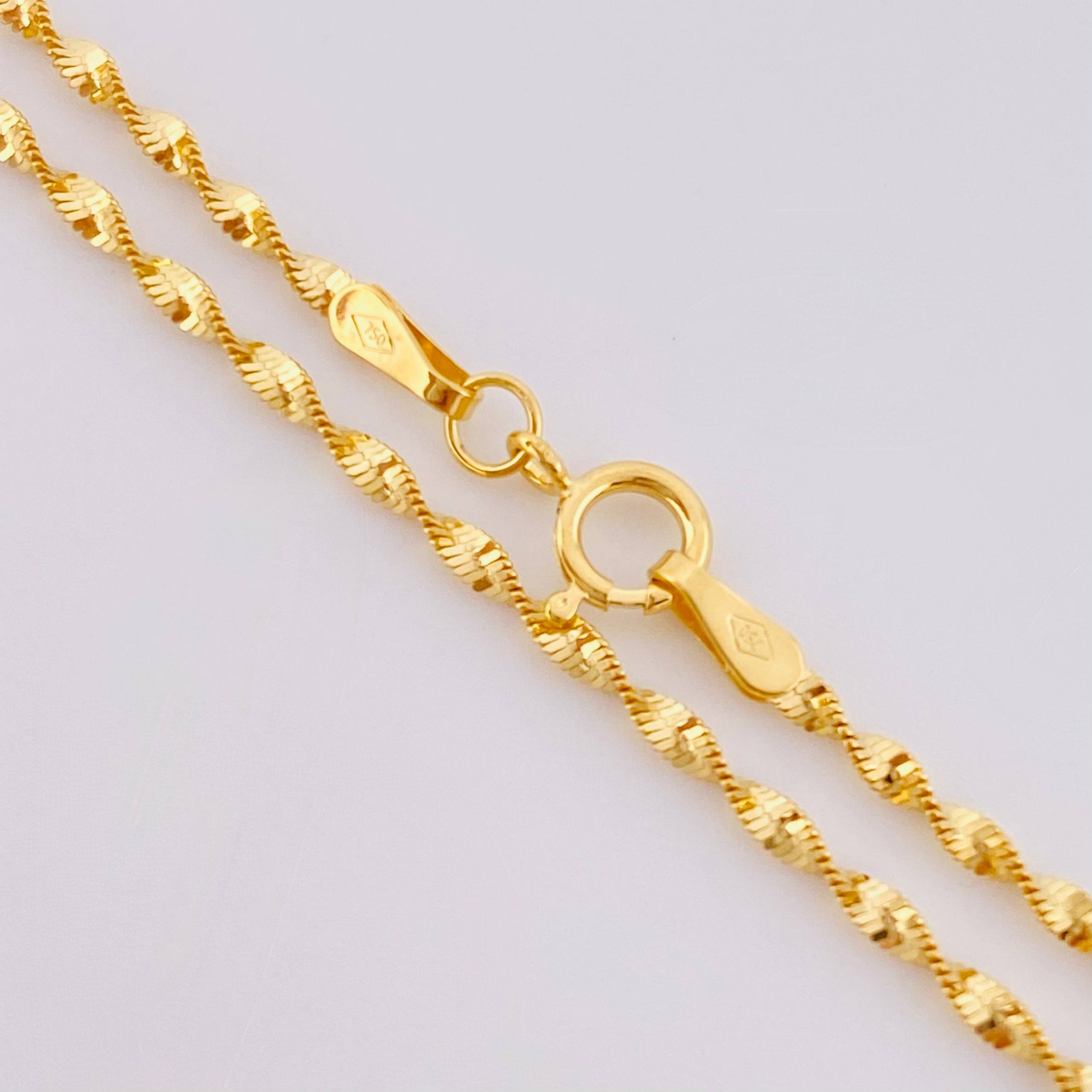 Cadena Espirar Bordeada 3.05gr / 50cm / 1.5mm Oro Amarillo +3 18K