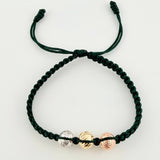 Pulsera Verde Trío Bolas 3und / 8mm Tres Oros 18K ©