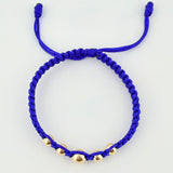 Pulsera Azul Bolas Pentatonicas 5und / 4mm-6mm Oro Amarillo 18K  (A.C)