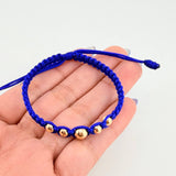 Pulsera Azul Bolas Pentatonicas 5und / 4mm-6mm Oro Amarillo 18K  (A.C)