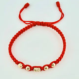 Pulsera Roja Cilindro Central 5und / 4mm-5mm Oro Amarillo 18K  (A.C)