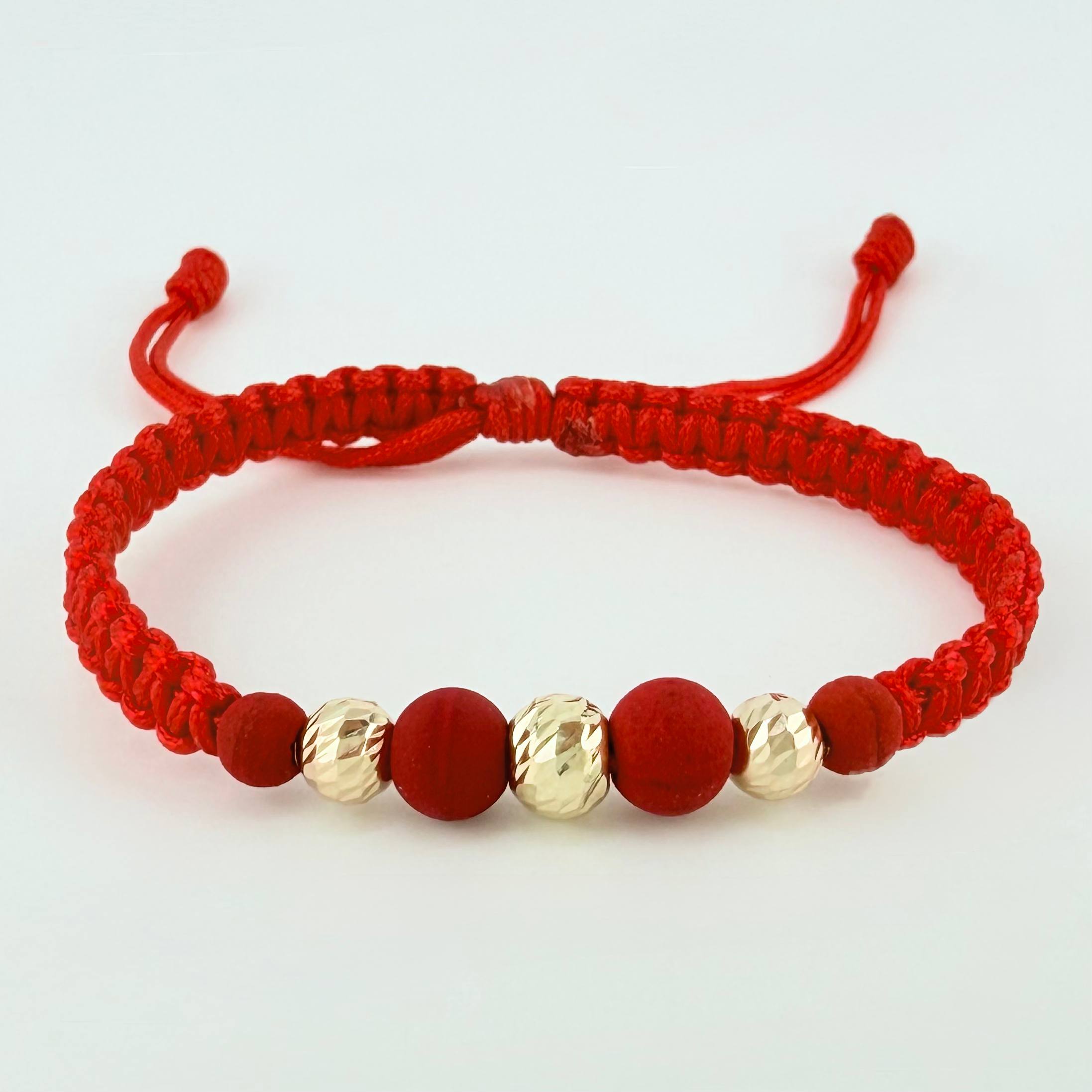 Pulsera Roja Neo Rayado 3und / 5mm-6mm Oro Amarillo 18K ©