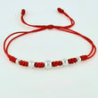 Pulsera Roja Secuencia Lisa 5und / 3mm-5mm Oro Blanco 18K ©