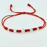 Pulsera Roja Secuencia Lisa 5und / 3mm-5mm Oro Blanco 18K ©