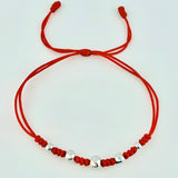 Pulsera Roja Secuencia Lisa 5und / 3mm-5mm Oro Blanco 18K ©