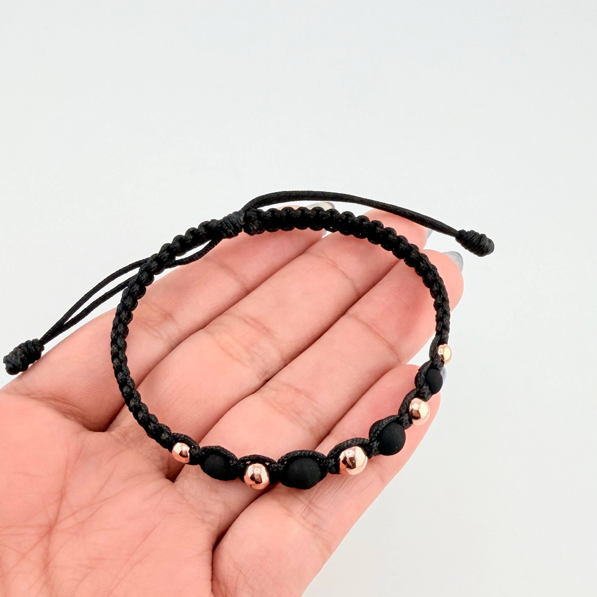 Pulsera Negra Penta Neo 5und / 4mm-6mm Oro Rosa 18K ©